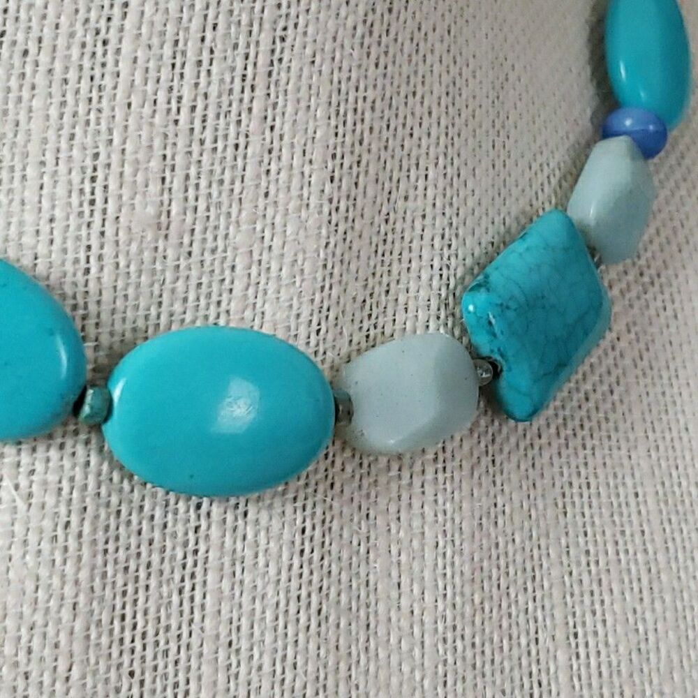 Tica Rosa Turquoise Howlite Amazonite Multi-Stone Necklace 17" Sterling .925 - Picture 9 of 16
